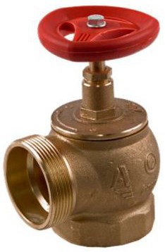 Клапан пожарный латунный КПЛ угловой 90° (муфта-цапка) ДУ-50 с ДППК